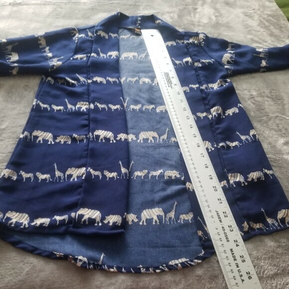 Zink London Womens Small Blue Animal Print Open Cardigan Sweater Lightweight - Picture 5 of 6